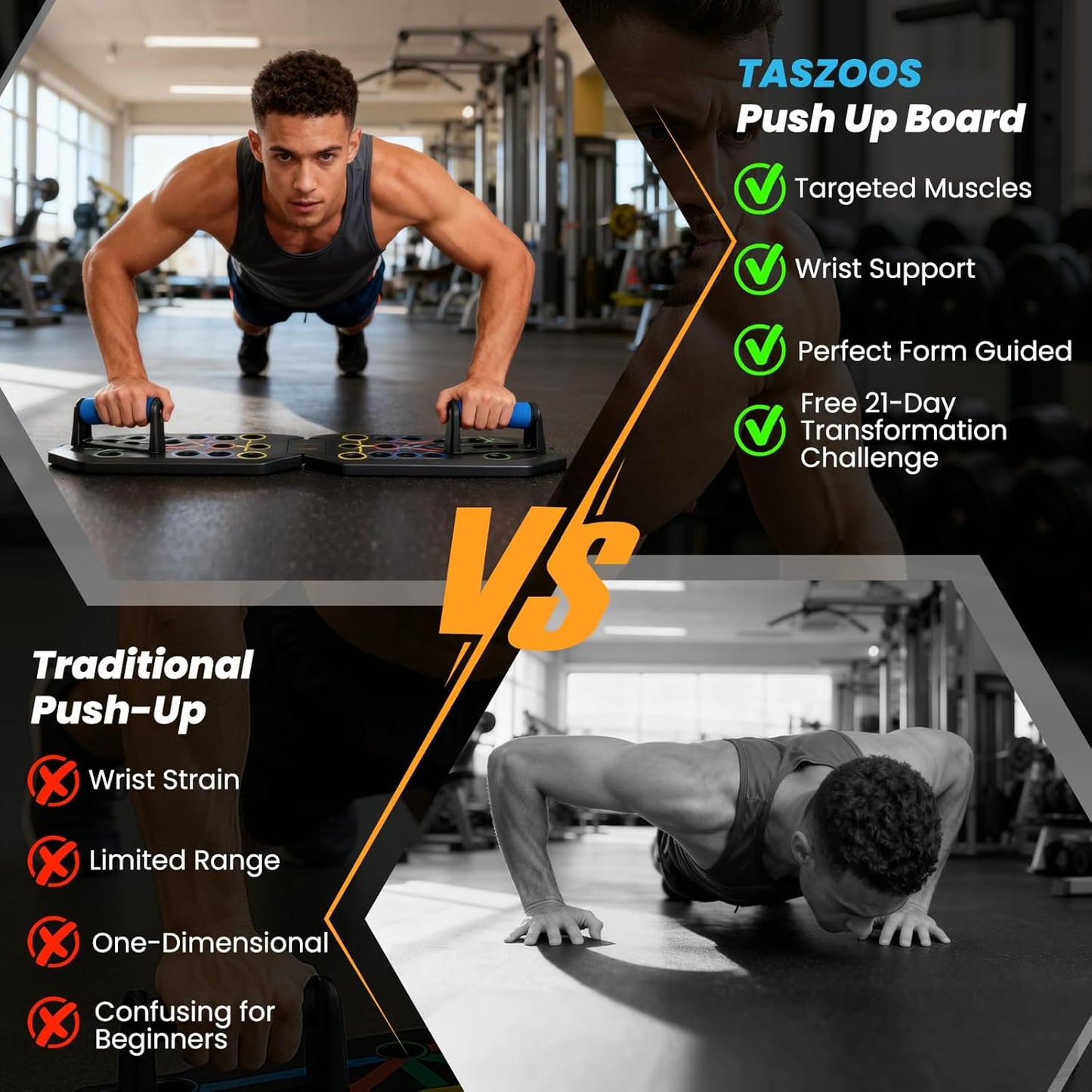 Push up Board Fitness - Portable Foldable Pushup Board | 20 in 1 Push up Bar at Home Gym - Strength Training Equipment for Men and Women