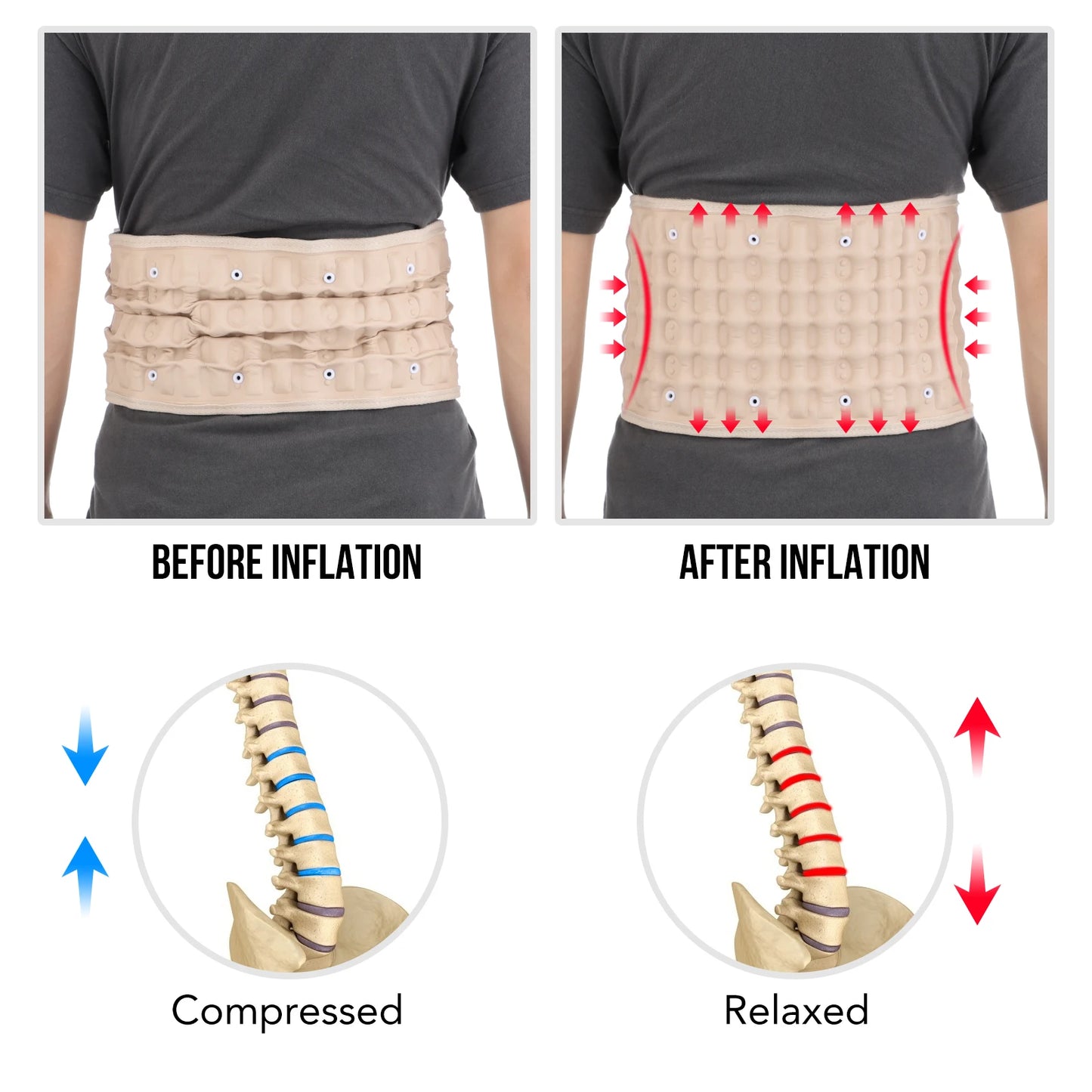 Decompression Lumbar Belt Inflatable Belt Support Discherniation Correct Pressotherapy Air Traction Lower Back Brace