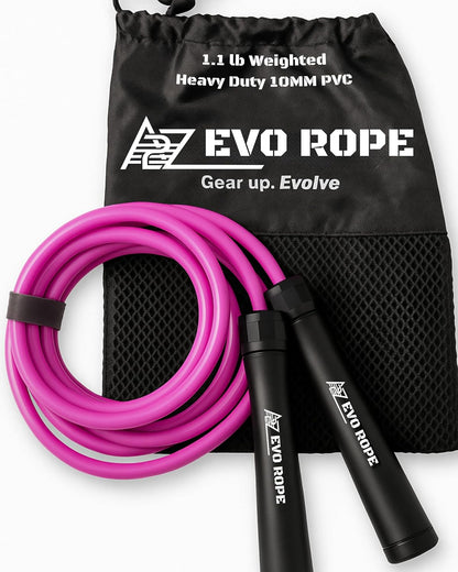 Evo Rope | 1.1LB Weighted Jump Rope for Women & Men – Adjustable 10Mm Heavy PVC Skipping Rope for Fitness, Ideal for High-Intensity Training, MMA, Boxing, Crossfit, Weight-Loss Workouts