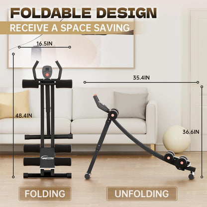 Abdominal Trainers, Adjustable AB Machine at Home or Gym for Core Strength Training, Ab Cruncher Foldable Fitness Gear for Men and Women Exercise &Workout