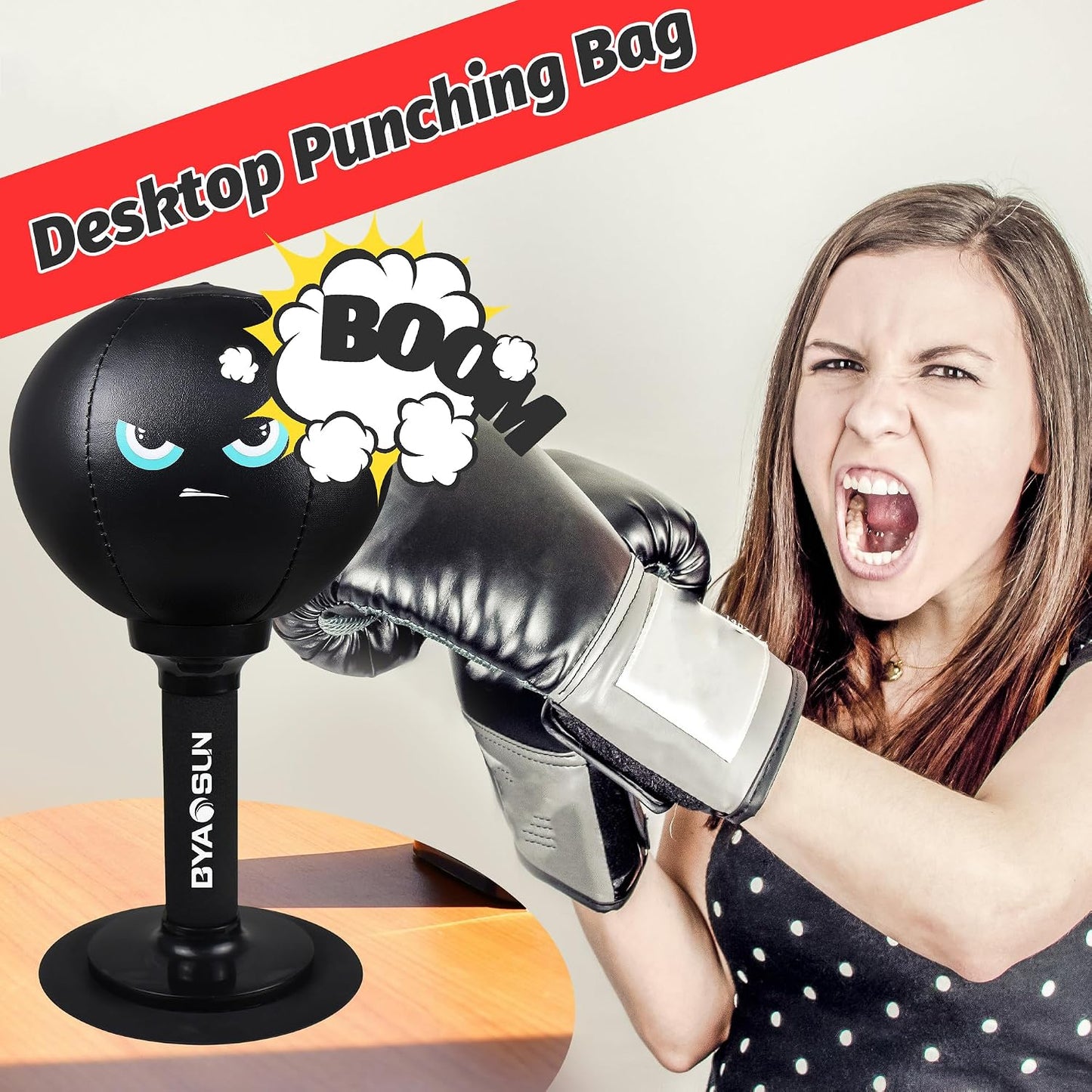 Desktop Punching Bag,Portable Strong Suction Cup Boxing Bag Speed Balls,For Home or Office Boxing Stress Relief Training,Fun Punch Gift for Adult or Coworker(Black)