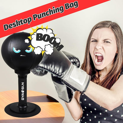 Desktop Punching Bag,Portable Strong Suction Cup Boxing Bag Speed Balls,For Home or Office Boxing Stress Relief Training,Fun Punch Gift for Adult or Coworker(Black)