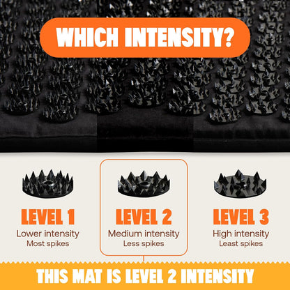 Acupressure Mat for Tension Release, Premium Level 2 Black | Relaxation, Massage Muscles, Aid Sleep, Unlock Inner Tension, Similar to Acupuncture, Made with Organic Cotton & ABS Spikes