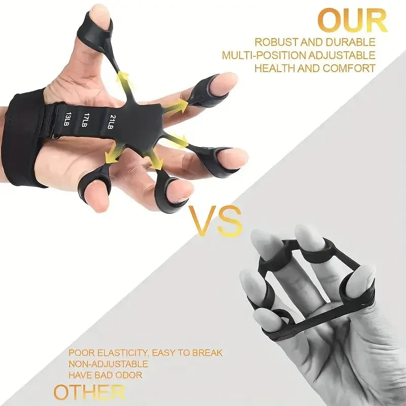 Silicone 5-Finger Grip Strengthener - Hand Rehabilitation Exerciser for Finger/Wrist Therapy & Vein Circulation Improvement