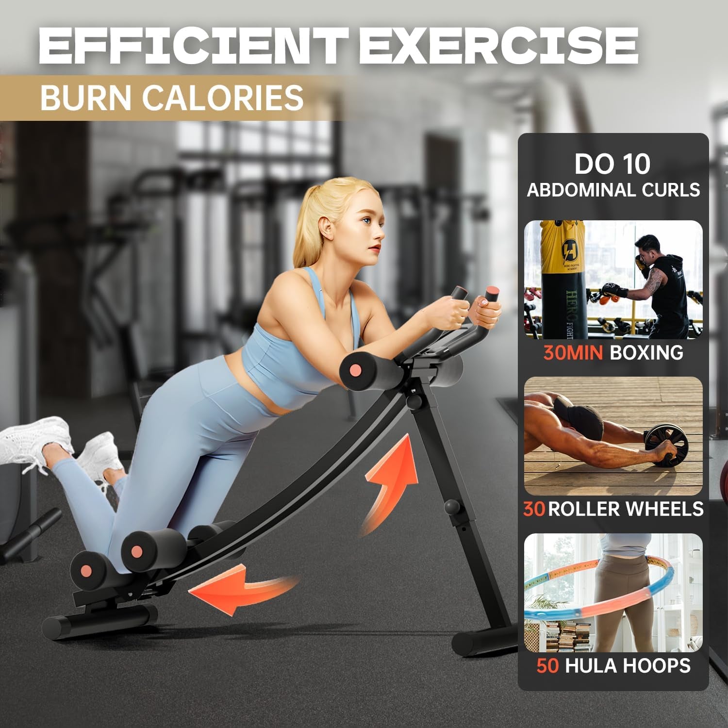 Abdominal Trainers, Adjustable AB Machine at Home or Gym for Core Strength Training, Ab Cruncher Foldable Fitness Gear for Men and Women Exercise &Workout
