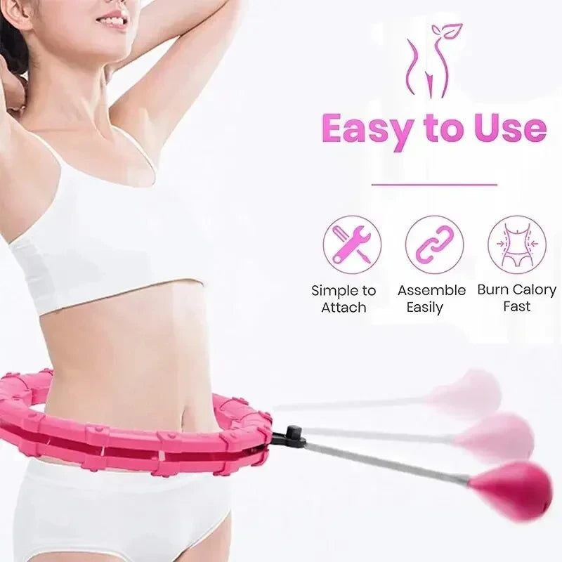 Smart Weighted Hula Hoop for Adults Weight Loss 47 Inch Waist 24 Detachable Links Fitness Hoop for Women and Beginners