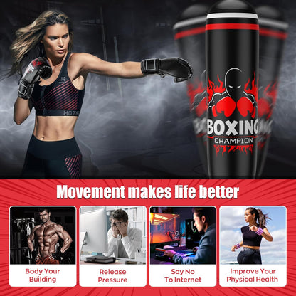 Freestanding Punching Bag, Includes Boxing Gloves and Electric Air Pump