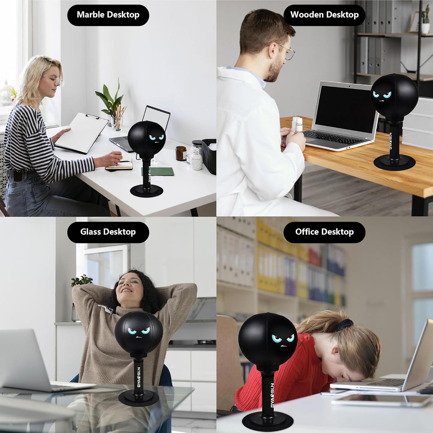 Desktop Punching Bag,Portable Strong Suction Cup Boxing Bag Speed Balls,For Home or Office Boxing Stress Relief Training,Fun Punch Gift for Adult or Coworker(Black)