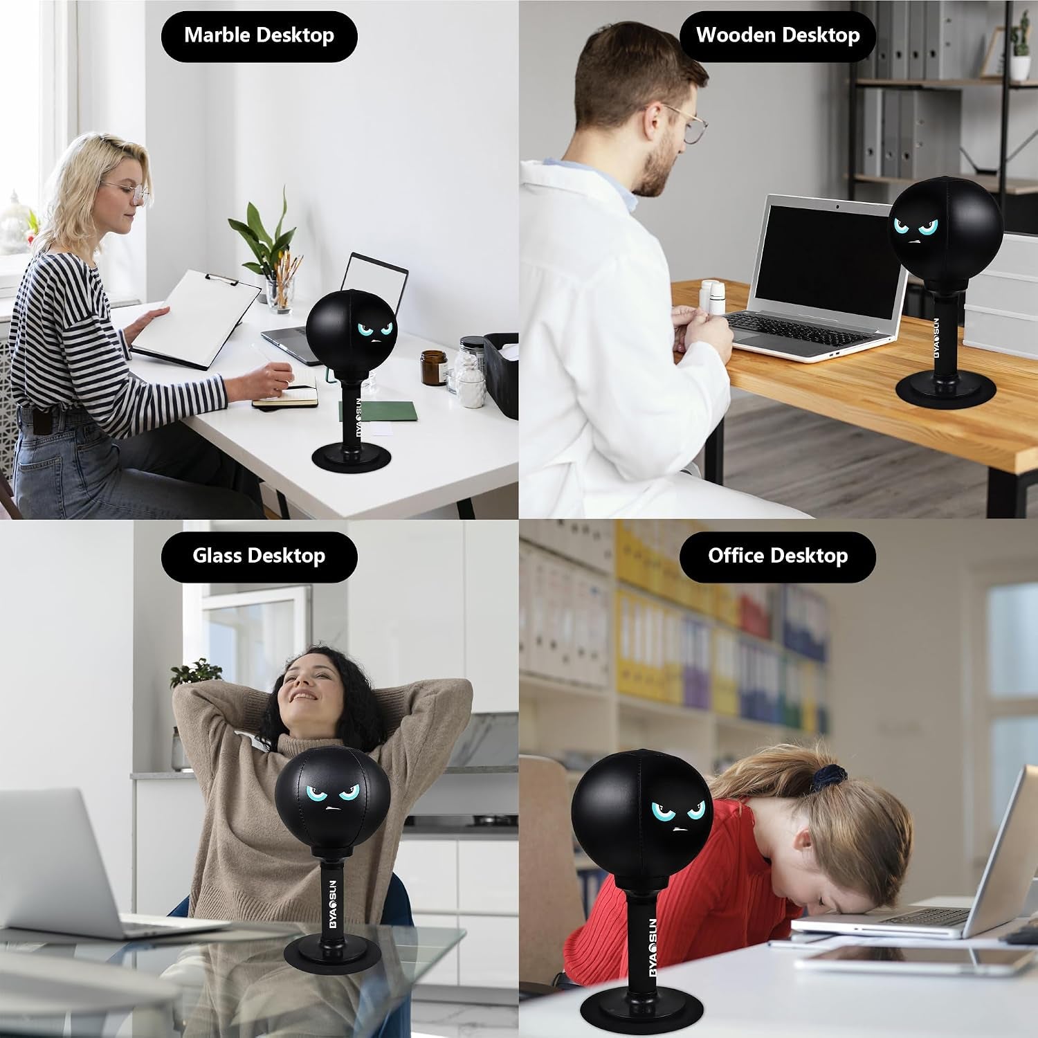 Desktop Punching Bag,Portable Strong Suction Cup Boxing Bag Speed Balls,For Home or Office Boxing Stress Relief Training,Fun Punch Gift for Adult or Coworker(Black)