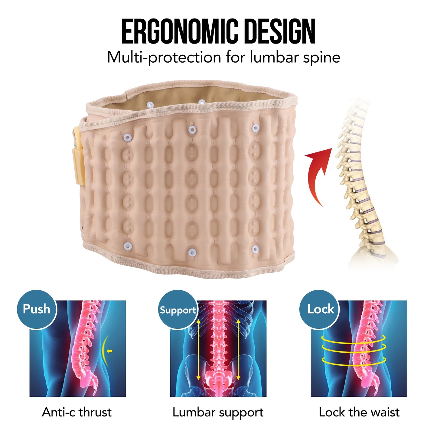 Decompression Lumbar Belt Inflatable Belt Support Discherniation Correct Pressotherapy Air Traction Lower Back Brace