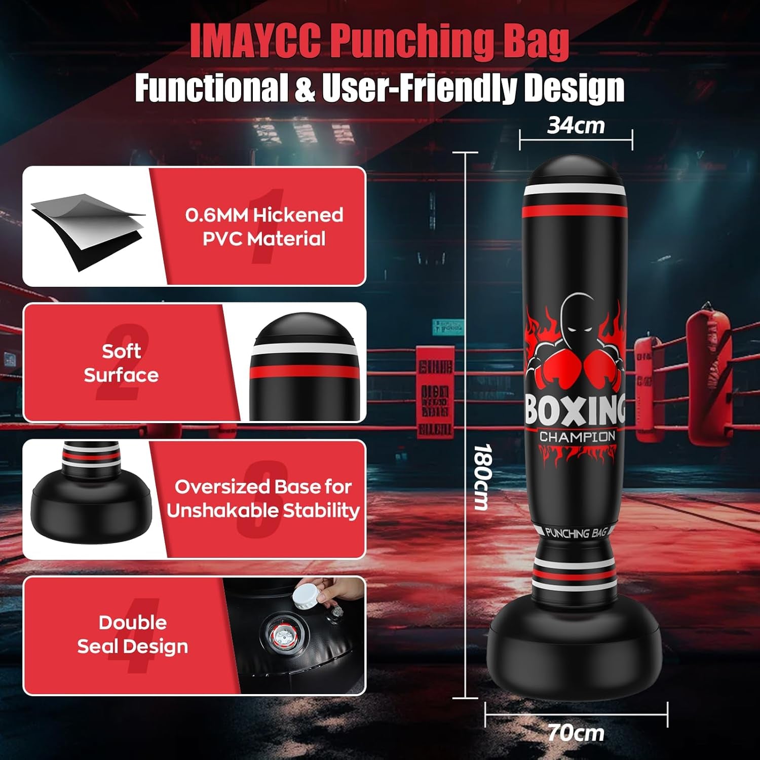 Freestanding Punching Bag, Includes Boxing Gloves and Electric Air Pump