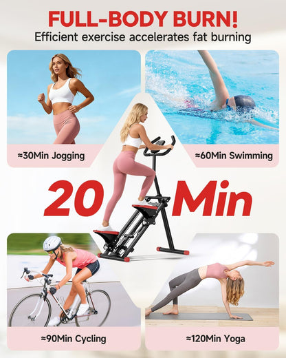 Stair Stepper for Home, 3-Level Resistance Stair Stepper, Foldable Compact Design with LCD Display & Enlarged Non-Slip Pedals, Full Body Toning Fitness Machine