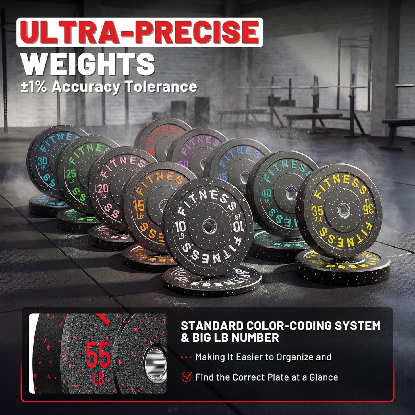 2" Bumper Plates Set Olympic Weight Plates for Barbell Strength Training |  2Inch Weights Plates Set, Floor Protective Plates, 20-600Lbs Rubber Bumper Plates for Weightlifting, Bench Press