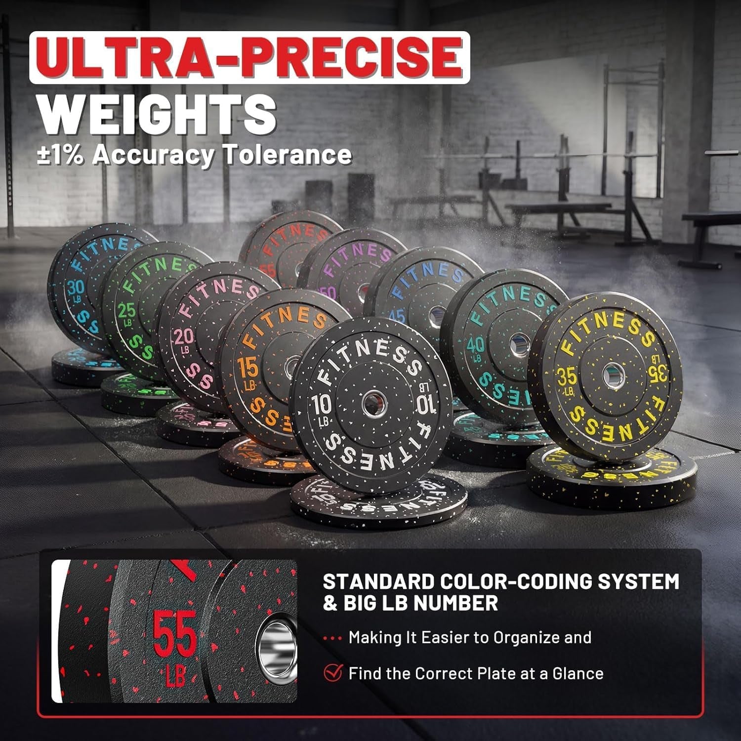 2" Bumper Plates Set Olympic Weight Plates for Barbell Strength Training |  2Inch Weights Plates Set, Floor Protective Plates, 20-600Lbs Rubber Bumper Plates for Weightlifting, Bench Press