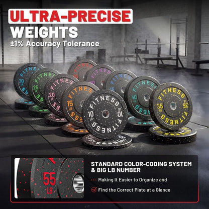 2" Bumper Plates Set Olympic Weight Plates for Barbell Strength Training |  2Inch Weights Plates Set, Floor Protective Plates, 20-600Lbs Rubber Bumper Plates for Weightlifting, Bench Press