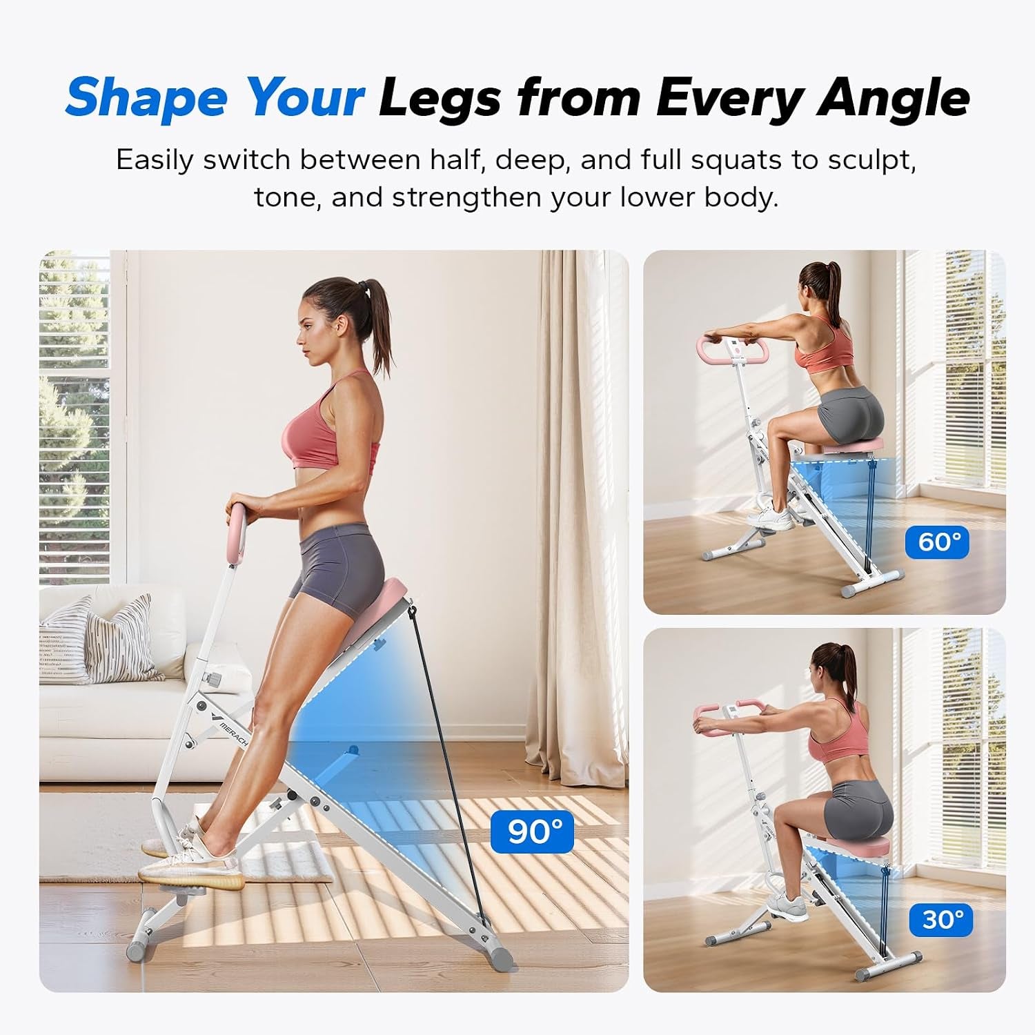 Squat Machine,  R07 2 in 1 Squat Rowing Machine, Easy Setup & Foldable Exercise Equipment, Glute Trainer Machine, Glutes & Leg Home Workout Machine