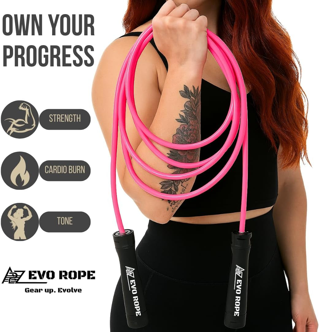 Evo Rope | 1.1LB Weighted Jump Rope for Women & Men – Adjustable 10Mm Heavy PVC Skipping Rope for Fitness, Ideal for High-Intensity Training, MMA, Boxing, Crossfit, Weight-Loss Workouts
