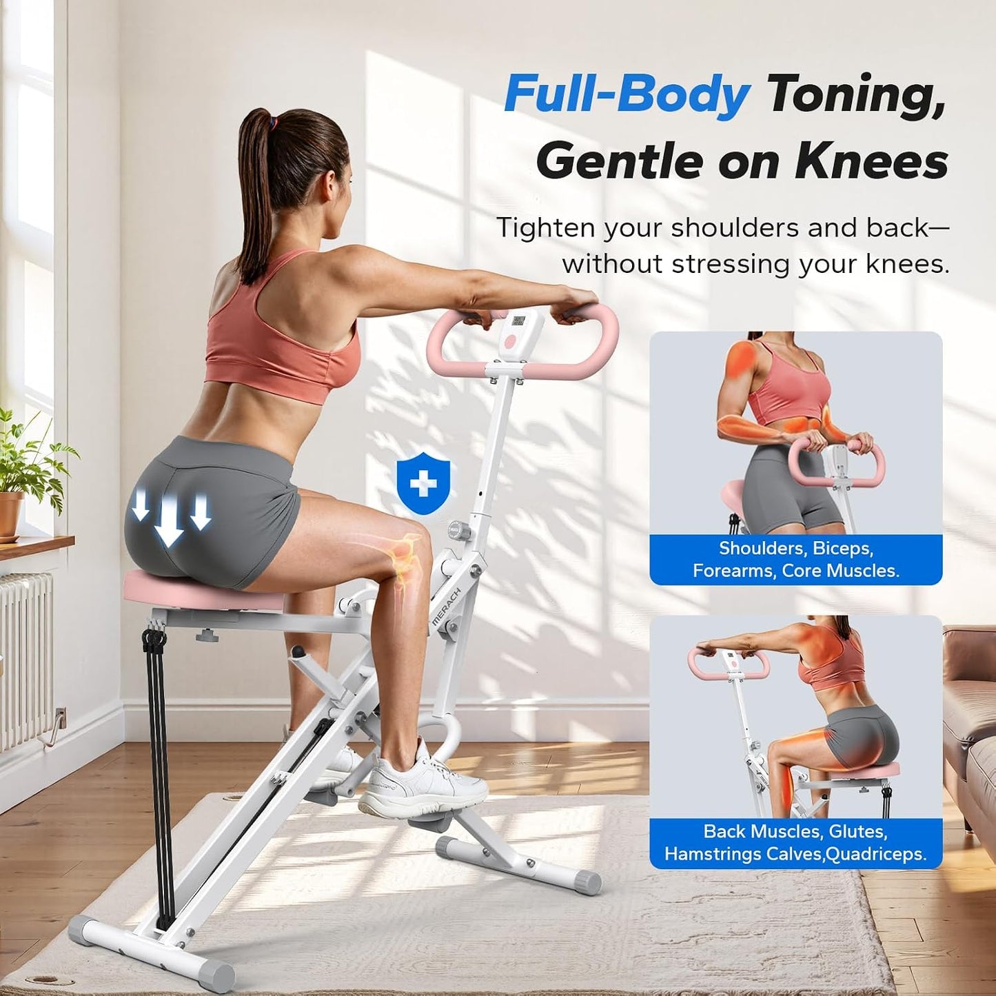 Squat Machine,  R07 2 in 1 Squat Rowing Machine, Easy Setup & Foldable Exercise Equipment, Glute Trainer Machine, Glutes & Leg Home Workout Machine
