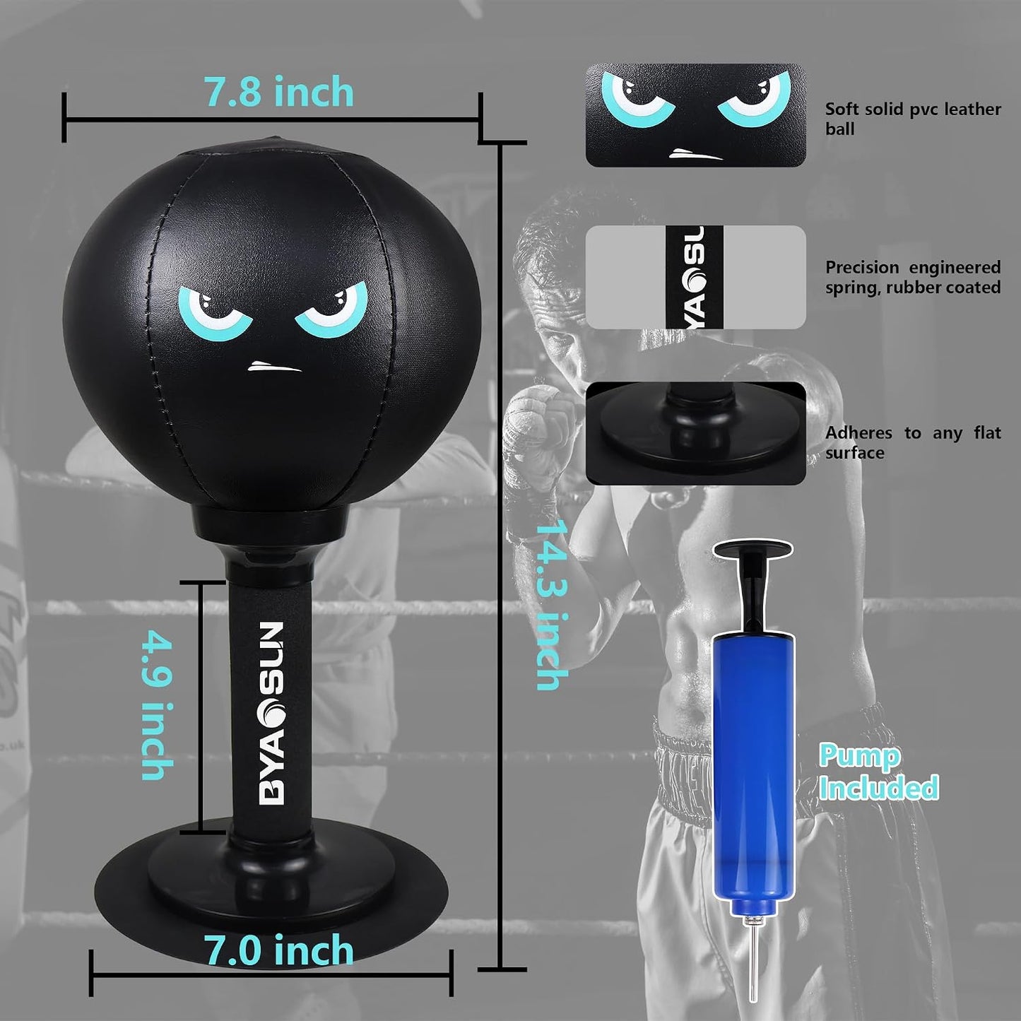 Desktop Punching Bag,Portable Strong Suction Cup Boxing Bag Speed Balls,For Home or Office Boxing Stress Relief Training,Fun Punch Gift for Adult or Coworker(Black)