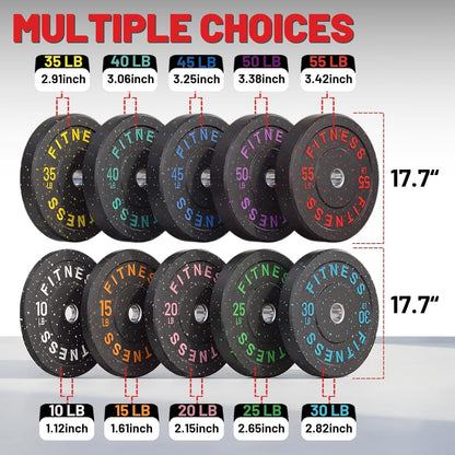2" Bumper Plates Set Olympic Weight Plates for Barbell Strength Training |  2Inch Weights Plates Set, Floor Protective Plates, 20-600Lbs Rubber Bumper Plates for Weightlifting, Bench Press