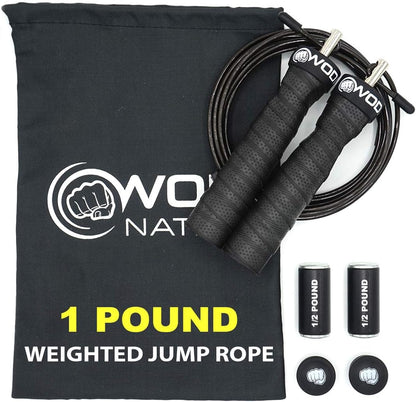 Weighted Jump Rope for Women & Men - 1 Pound (1LB) Adjustable Heavy Speed Jump Rope Handles with Removable Weights 4Crossfit, Cross Training, Boxing.