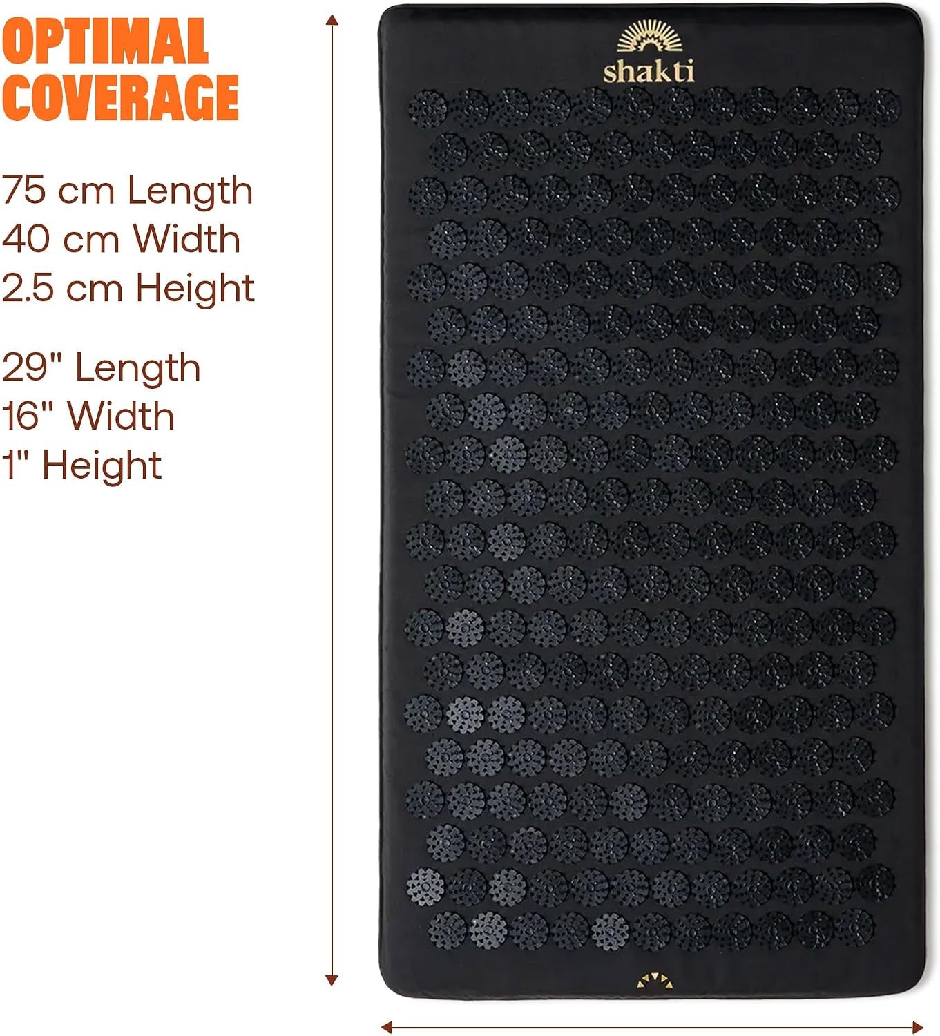 Acupressure Mat for Tension Release, Premium Level 2 Black | Relaxation, Massage Muscles, Aid Sleep, Unlock Inner Tension, Similar to Acupuncture, Made with Organic Cotton & ABS Spikes