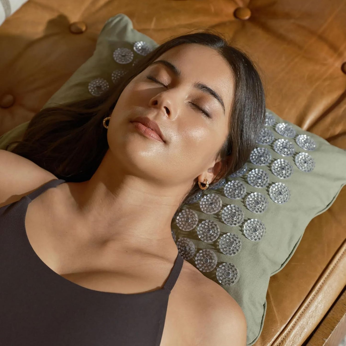 Acupressure Pillow, Neck & Shoulder Relief, Premium Level 1 Tulsi | Relaxation, Massage Muscles, Aid Sleep, Unlock Inner Tension, Similar to Acupuncture, Made with Organic Cotton & ABS Spikes