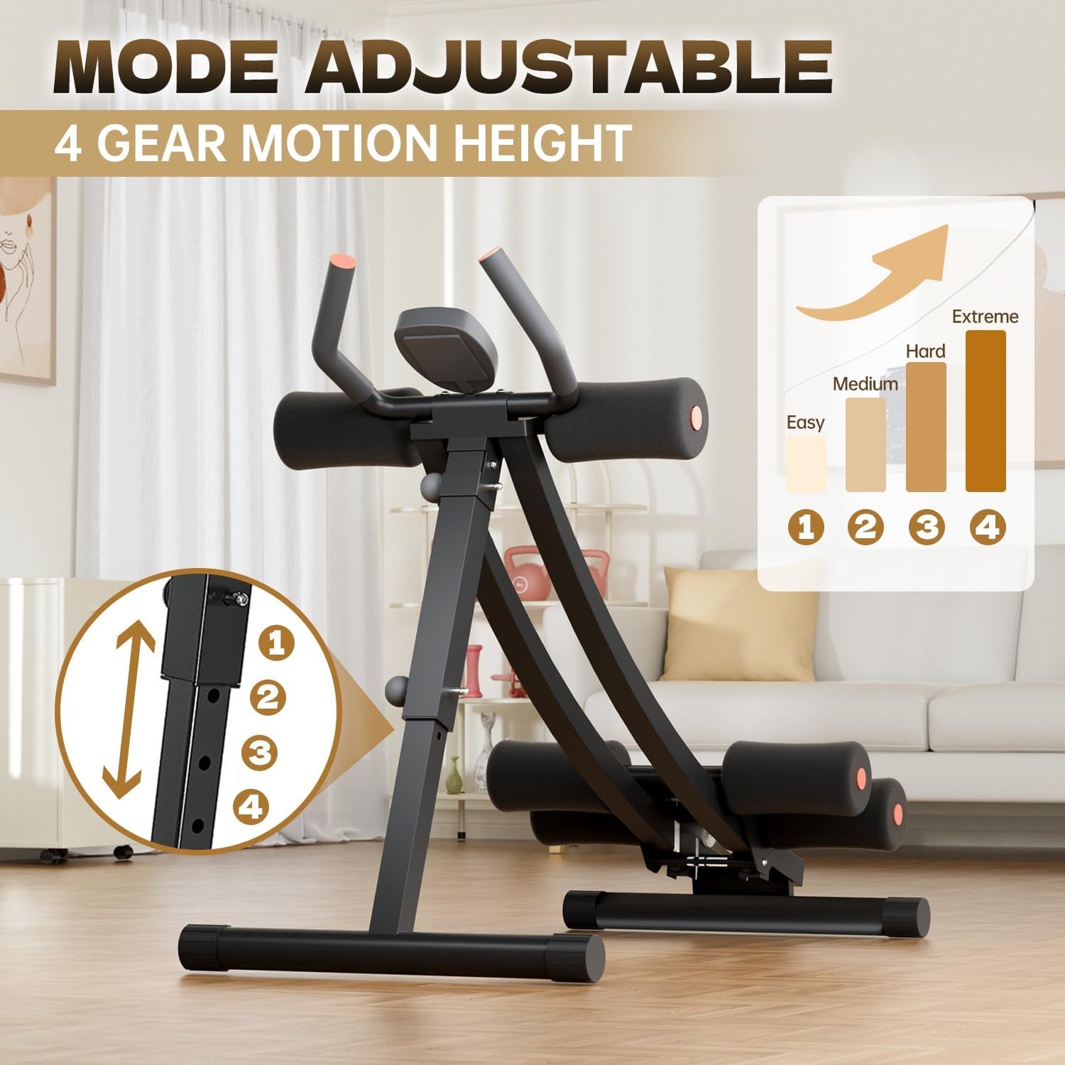 Abdominal Trainers, Adjustable AB Machine at Home or Gym for Core Strength Training, Ab Cruncher Foldable Fitness Gear for Men and Women Exercise &Workout